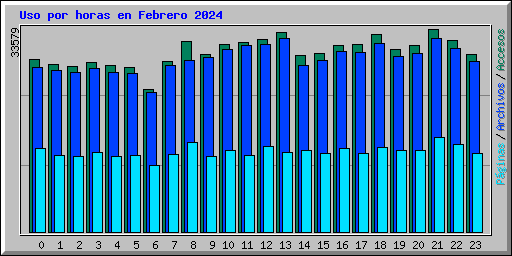 Uso por horas en Febrero 2024