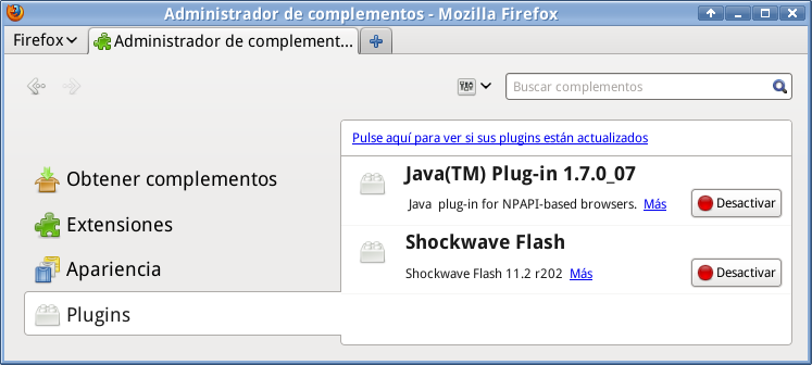 Plugins en Firefox